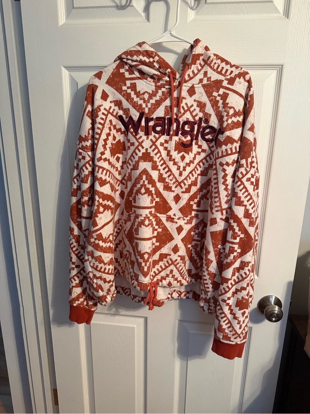 Wrangler Women's Rust Patterned Hoodie Sweater